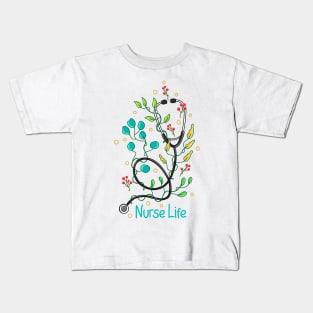 Nurse Life Floral Botanical Kids T-Shirt